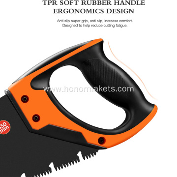 Isunpro 18 inch fast cutting hand saw, wood saw with chip removal device Ergonomic design rubber handle saw